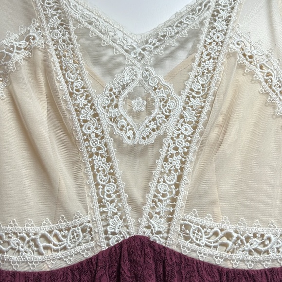 Free People V for Victorian Lace Long Sleeve Jacquard Mini Dress - Picture 11 of 12